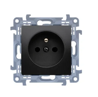 Simon10 Gniazdo wtyczkowe z uziemieniem pojedyncze czarny mat