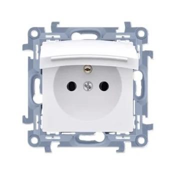 Simon10 Gniazdo pojedyncze IP44 bez uszczelki biały