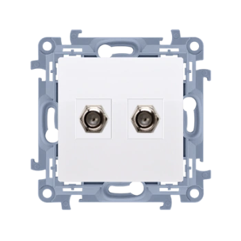 Gniazdo antenowe podwójne typu F Simon10, biały