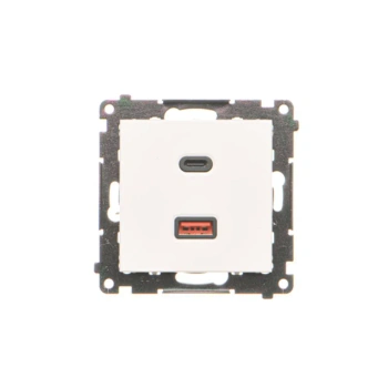 Simon55 Ładowarka USB podwójna C+A biały mat