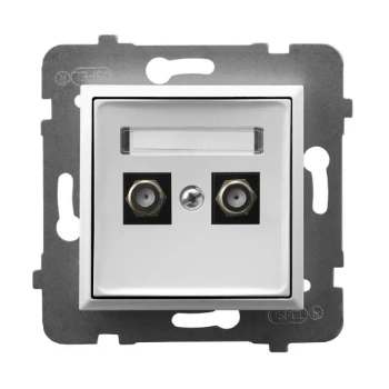 Gniazdo antenowe typu F podwójne ARIA biały