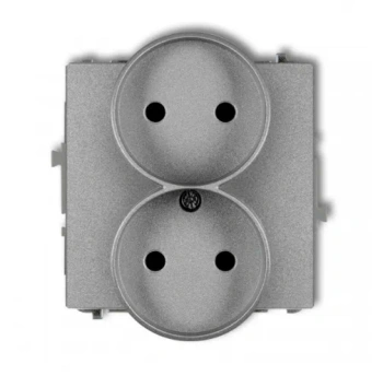 Mechanizm gniazda podwójnego do ramki bez uziemienia srebrne DECO