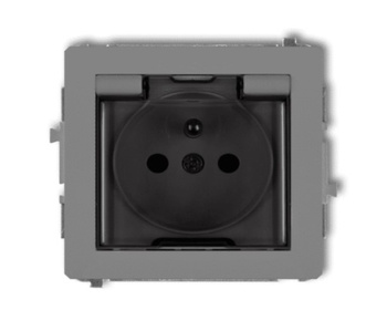 Mechanizm gniazda bryzgoszczelnego 2P+Z klap szary DECO