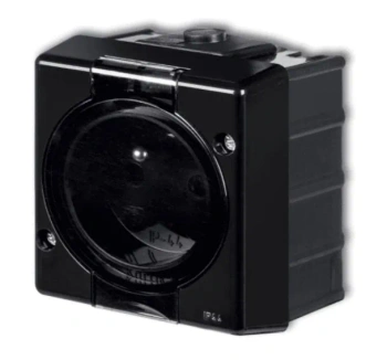 Gniazdo 1x z uziemieniem 2P+Z SENIOR, czarny