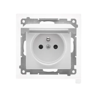 Simon55 Gniazdo wtyczk. Poj. z/uszcz. biały mat