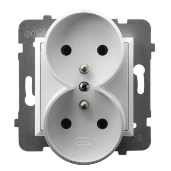 Gniazdo podwójne z uziemieniem ARIA, biały