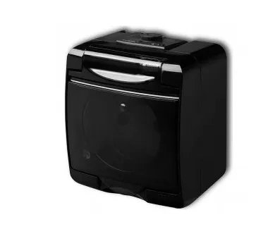 JUNIOR Gniazdo 1x 2P+Z klapka dymna czarny