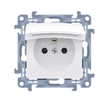 Simon10 Gniazdo wtyczkowe z przesłonami bez uszcze białe