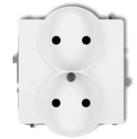 Mechanizm gniazda podwójnego do ramki bez uziemienia biały DECO