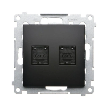 Simon54 Gniazdo komputerowe podwójne RJ45 czarny