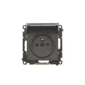 Simon55 Gniazdo wtyczka pojedyncza z uziemieniem i przesłonami czarny mat