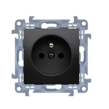 Simon10 Gniazdo wtyczkowe z uziemieniem pojedyncze czarny mat