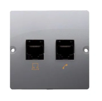 SimonBasic Gniazdo teleinf. RJ45+RJ11 inox