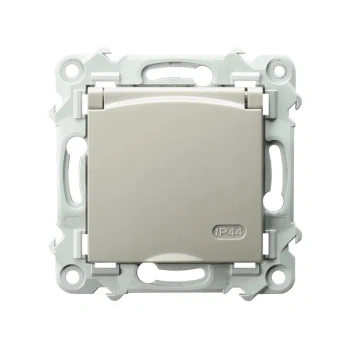 SZAFIR Gniazdo bryzgoszczelne z uziemieniem IP44 wieczko w kolorze wyrobu kaszmirowy beż