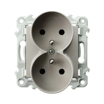 SZAFIR Gniazdo podwójne z uziemieniem, moduł bez ramki kaszmirowy beż