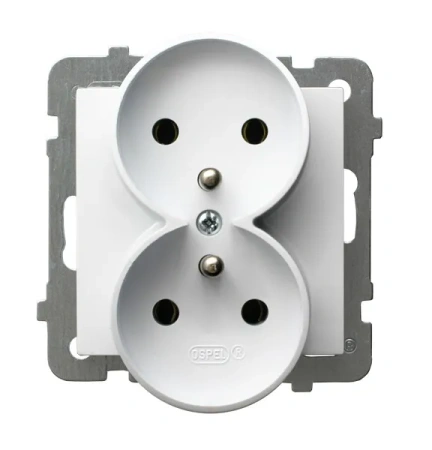 Gniazdo podwójne z uziemieniem moduł bez ramki AS BIAŁY