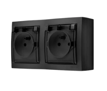 SimonAquaclick Gniazdo wtyczkowe 2-krotne czarny mat