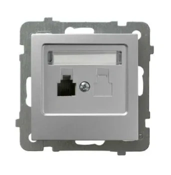 AS Gniazdo telefoniczne pojedyncze srebrne