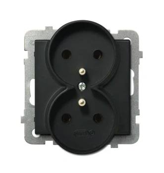 Gniazdo podwójne z uziemieniem moduł bez  ramki SONATA czarny matowy