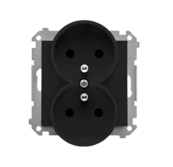 Simon55 Gniazdo wtyczkowe podwójne z/u czarny