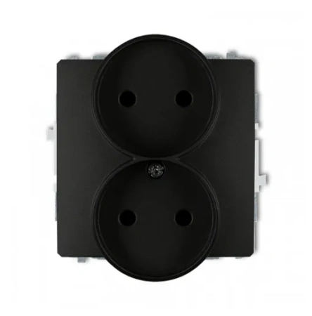 Mechanizm gniazda podwójnego do ramki bez uziemienia czarny DECO