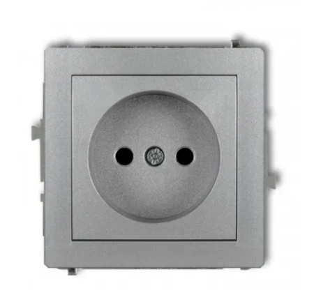 Mechanizm gniazda poj.bez uziemienia srebrny DECO