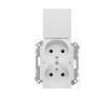 Simon55 Gniazdo wtyczk. Podw. z/uszcz. biały mat