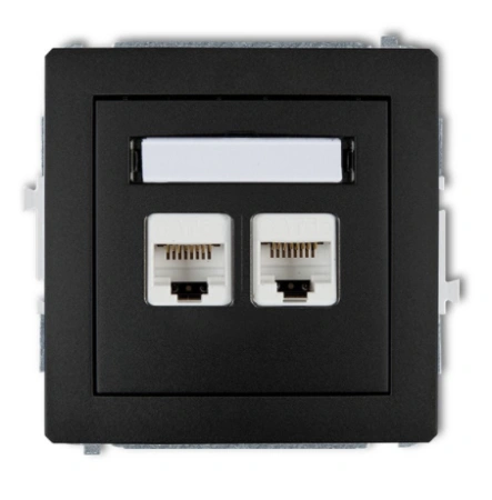 Mechanizm gniazda komp.podw.2x czarny DECO