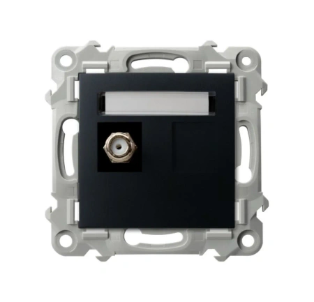 SZAFIR Gniazdo antenowe typu F pojed.czarny matowy