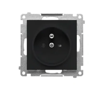 Simon55 Gniazdo wtyczkowe pojedyncze z uziemieniem z przesłonami czarny mat