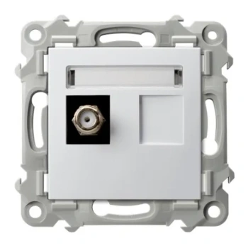 SZAFIR Gniazdo antenowe typu F pojedyncze biały