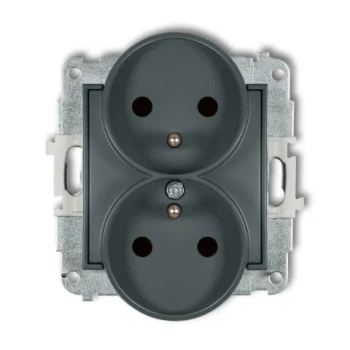 MINI Gniazdo podwójne z/u z przesłonami grafitowy