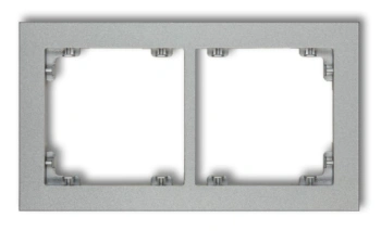 Ramka uniwersalna 2x z tworzywa srebrny metal DECO
