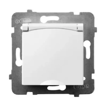 Gniazdo bryzgoszczelne z uziemieniem IP- 44 wieczko w kolorze wyrobu ARIA BIAŁY