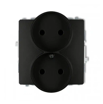 Mechanizm gniazda podwójnego do ramki bez uziemienia czarny DECO