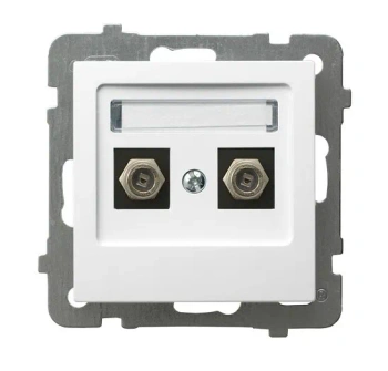 Gniazdo antenowe typu F podwójne AS biały