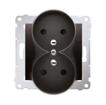 Simon54 Gniazdo podwójne z/u z przesł. czarny
