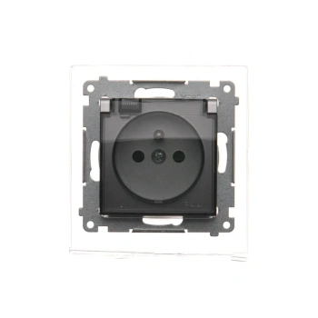 Gniazdo 1x z/u klapka Simon54, srebny