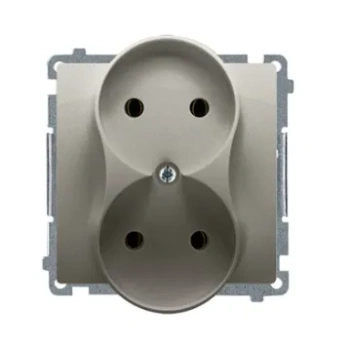 SimonBasic Gniazdo podwójne b/u 16A IP20 satynowy