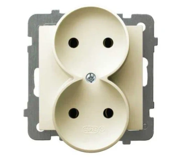 AS Gniazdo podwójne b/u 16A ecru