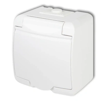 Gniazdo pojedyncze z uziemieniem  2P+Z (klapka biała, bez przesłon) biały hermetyczny JUNIOR