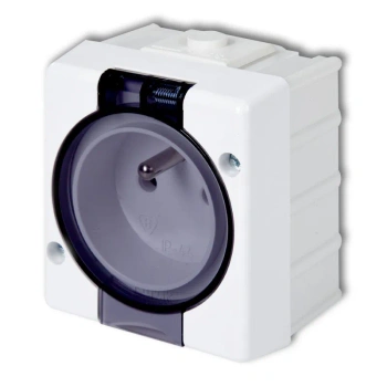 Gniazdo 1x 2P+Z klapka dymna SENIOR, biały