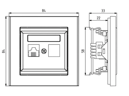 Gniazdo komputerowe pojedyncze, kat. 5e MMC SONATA czarny matowy