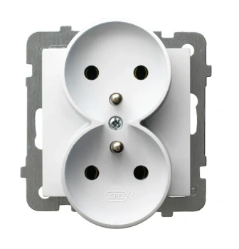 Gniazdo podwójne z uziemieniem moduł bez  ramki AS BIAŁY