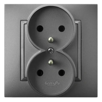 ARIA Gniazdo podwójne z/uz kompl.z ramką szary mat