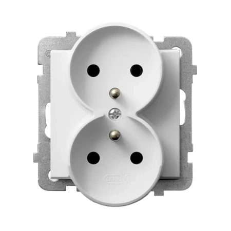 Gniazdo podwójne z uziemieniem moduł bez ramki SONATA BIAŁY
