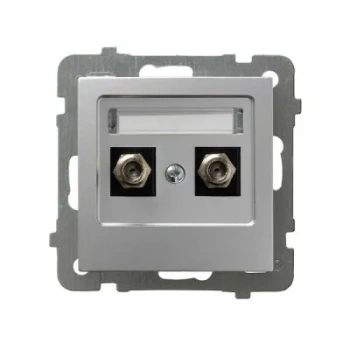 AS Gniazdo antenowe podwójne typu F srebrne