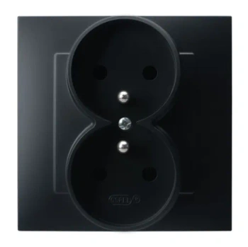 SZAFIR Gniazdo podwójne z/uz kompletne czarny matowy