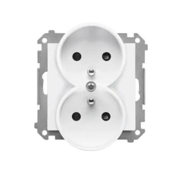 Simon55 Gniazdo wtyczkowe podwójne z/u biały