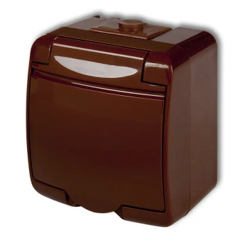 Gniazdo JUNIOR 1x 2P+Z klapka brązowy